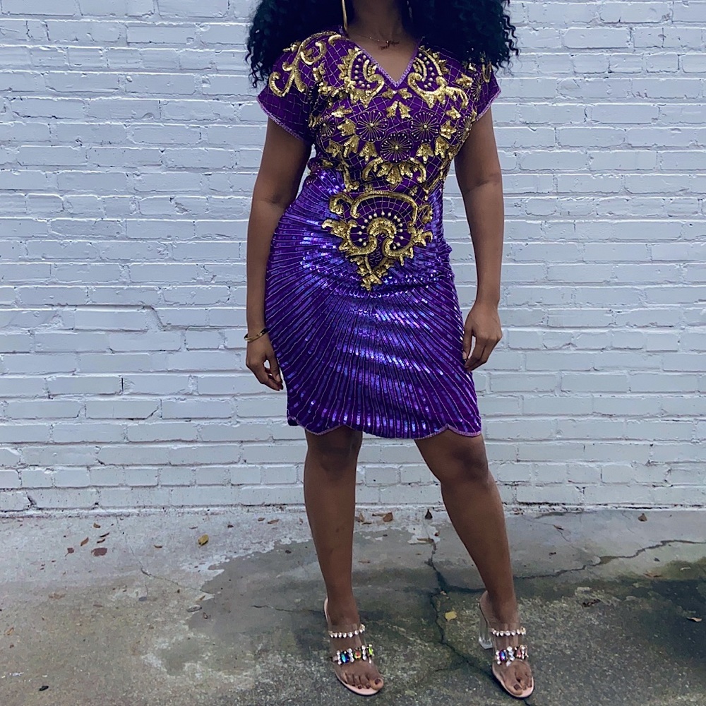 Vintage Sequin Cutout Dress